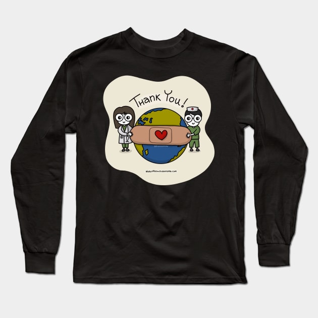 Thank you Carers, Healthcare Workers, Heroes, Gratitude (Off-White) - mydoodlesateme Long Sleeve T-Shirt by applebubble